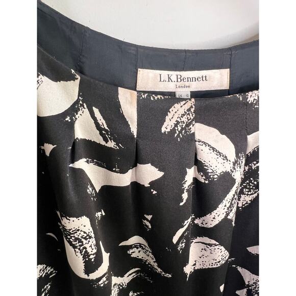 L.K. Bennett Silk Floral Cap Sleeve Cocktail Dress Black/White Women's Size 6 - Picture 12 of 12